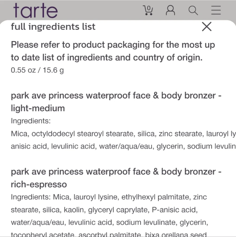 Tarte park ave princess waterproof face & body bronzer Light - Medium 🆕 - Picture 10 of 10